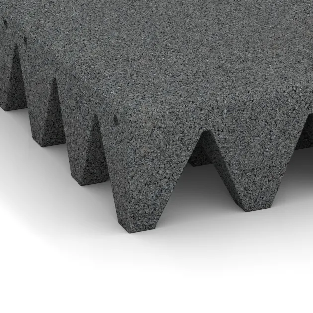 Detailaufnahme der Randausprägung von WARCO-Produkt 0747, Dopadová gumená podložka na ihrisko, Format 500 x 500 x 100 mm, Farbe Šedý bridlica.