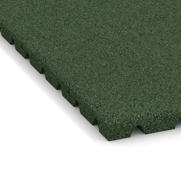 Detailaufnahme der Randausprägung von WARCO-Produkt 3997, Gumená podlahová doska pre psy, Format 1000 x 1000 x 30 mm, Farbe Trávová zelená.