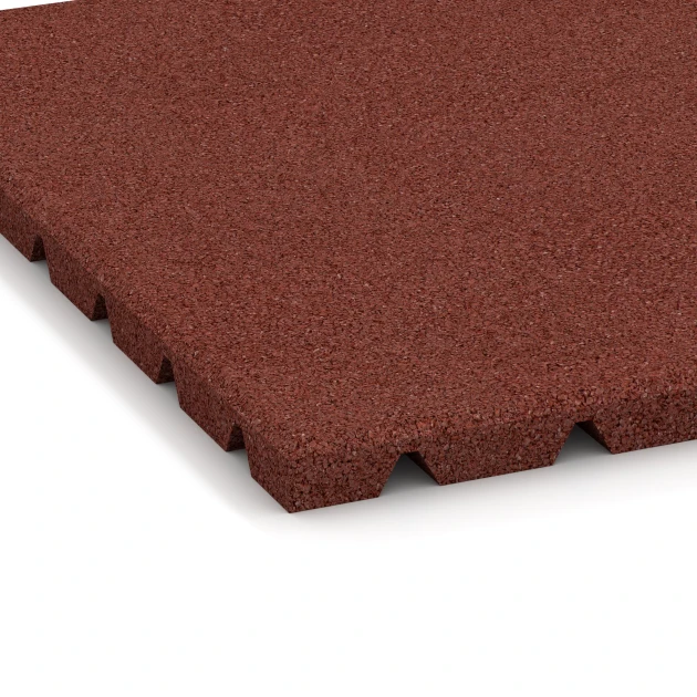 Detailaufnahme der Randausprägung von WARCO-Produkt 0533, Terasová dlažba 2,5 cm, Format 50 × 50 × 2,5 cm, Farbe Cihlová červená.