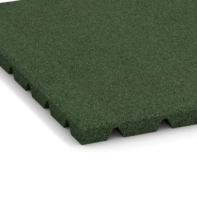 Detailaufnahme der Randausprägung von WARCO-Produkt 0528, Ochranná stenová doska, Format 500 x 500 x 25 mm, Farbe Trávová zelená.