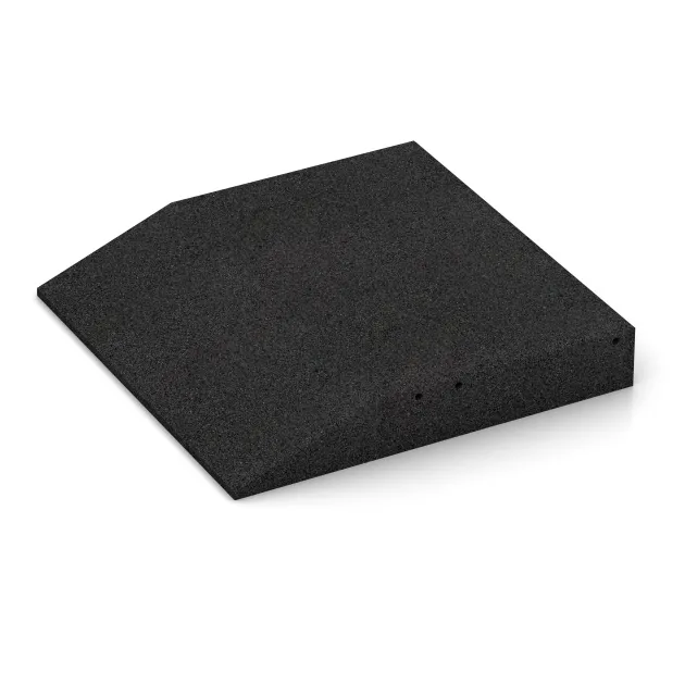 Detailaufnahme der Randausprägung von WARCO-Produkt 0455, Edge tile (one chamfered side), Format 500 x 500 x 80 mm, Farbe Antracit.