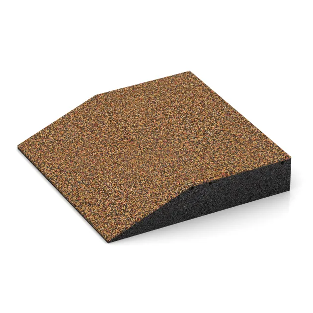 Detailaufnahme der Randausprägung von WARCO-Produkt 3811, Edge tile (one chamfered side), Format 500 x 500 x 100 mm, Farbe Terra Cotta.