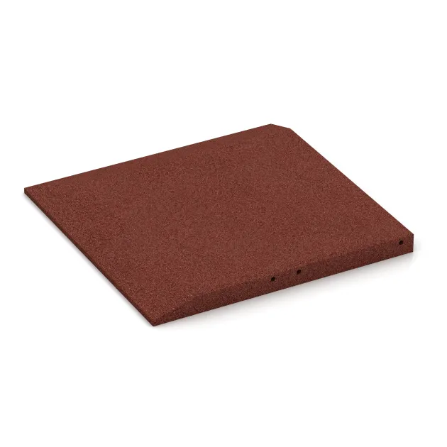 Detailaufnahme der Randausprägung von WARCO-Produkt 0468, Corner tile (two chamfered sides), Format 500 x 500 x 40 mm, Farbe Cihlovo červená.