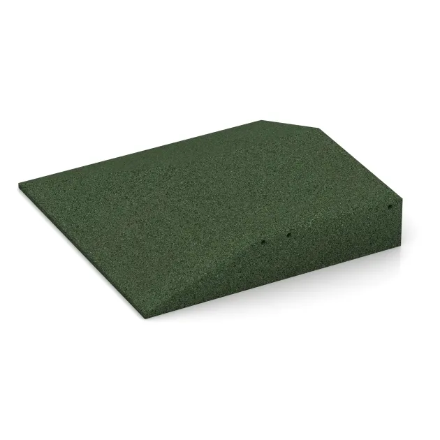 Detailaufnahme der Randausprägung von WARCO-Produkt 0501, Corner tile (two chamfered sides), Format 500 x 500 x 100 mm, Farbe Trávová zelená.
