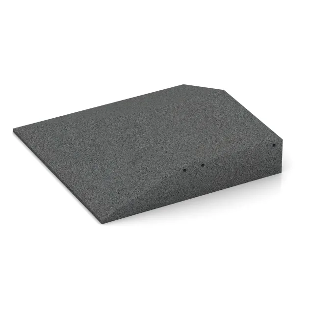 Detailaufnahme der Randausprägung von WARCO-Produkt 0502, Corner tile (two chamfered sides), Format 500 x 500 x 100 mm, Farbe Šedý bridlica.