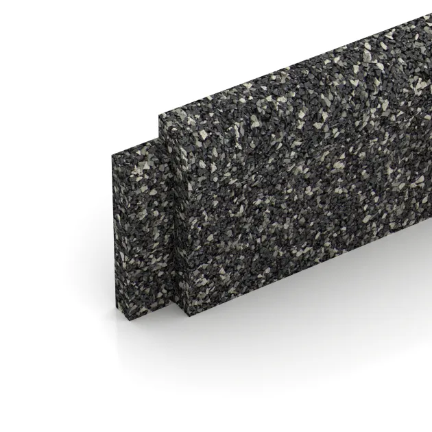 Detailaufnahme der Randausprägung von WARCO-Produkt 2260, Wall protection - skirting board, Format 750 x 80 x 20 mm, Farbe Tmavý šedý granit.