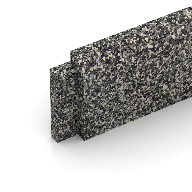 Detailaufnahme der Randausprägung von WARCO-Produkt 2257, Wall protection - skirting board, Format 750 x 80 x 20 mm, Farbe Šedý granit.