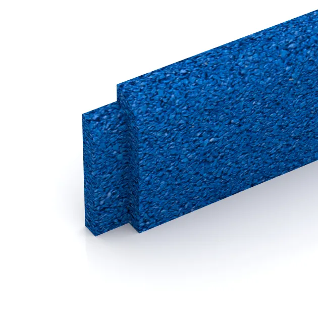 Detailaufnahme der Randausprägung von WARCO-Produkt 4296, Wall protection - skirting board, Format 750 x 80 x 20 mm, Farbe Chagall modrá.