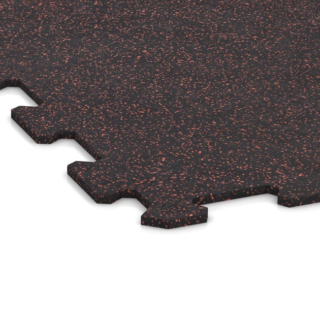 Detailaufnahme der Randausprägung von WARCO-Produkt 1049, Športová podlaha Kompakt, Format 970 x 970 x 8 mm | 0,94 m, Farbe Ľahko červené posypané.