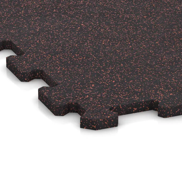 Detailaufnahme der Randausprägung von WARCO-Produkt 1126, Športová podlaha Kompakt, Format 970 x 970 x 16 mm, Farbe Ľahko červené posypané.