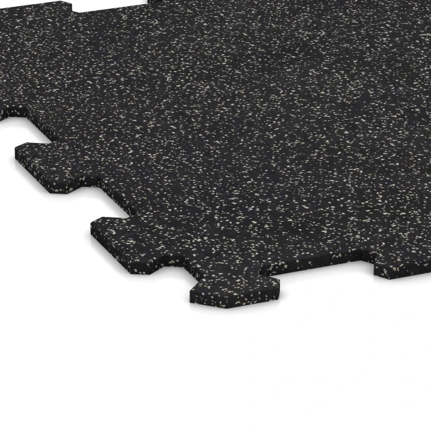 Detailaufnahme der Randausprägung von WARCO-Produkt 0920, Športová podlaha Kompakt, Format 485 x 485 x 8 mm | 0,235 m², Farbe Lehko sivá posypaná.