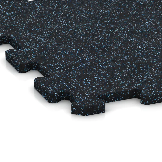 Detailaufnahme der Randausprägung von WARCO-Produkt 0993, Športová podlaha Kompakt, Format 485 x 485 x 16 mm, Farbe Ľahko modro posypaná.