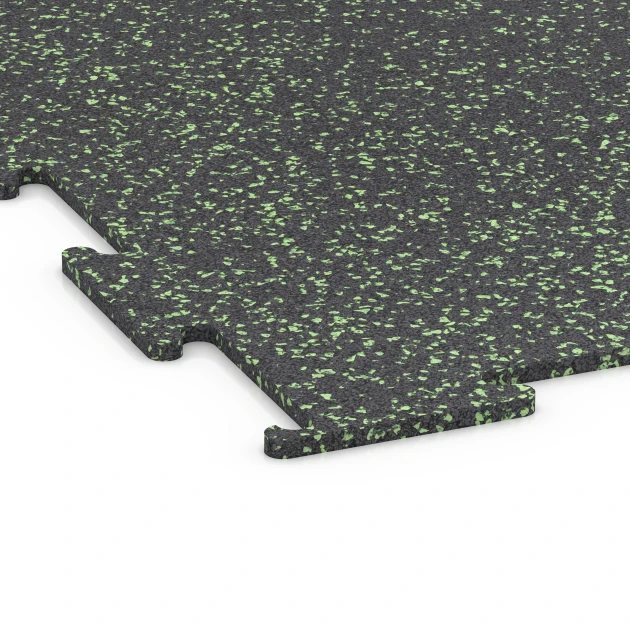 Detailaufnahme der Randausprägung von WARCO-Produkt 6453, Športová podlaha Kompakt, Format 100 × 100 × 0,8 cm, Farbe Ľahko zeleno posypaná.