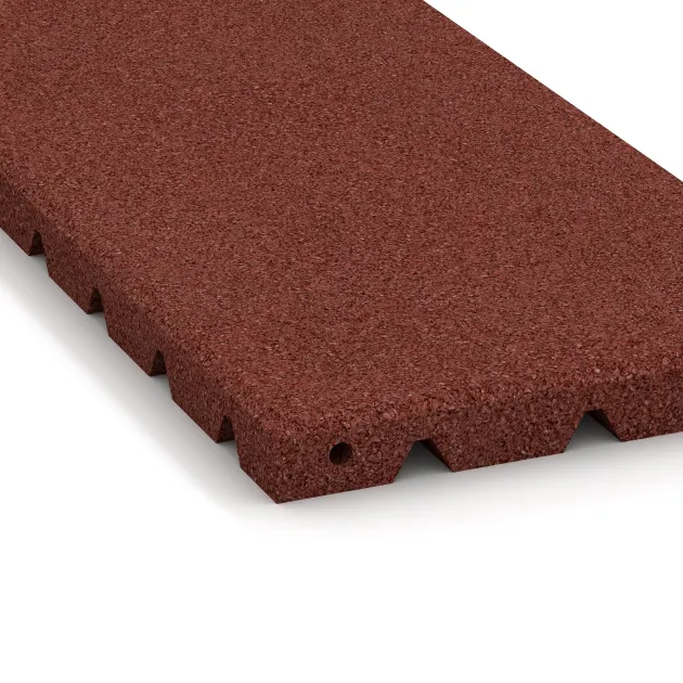 Detailaufnahme der Randausprägung von WARCO-Produkt 0378, Half tile, Format 500 x 250 x 30 mm, Farbe Cihlovo červená.
