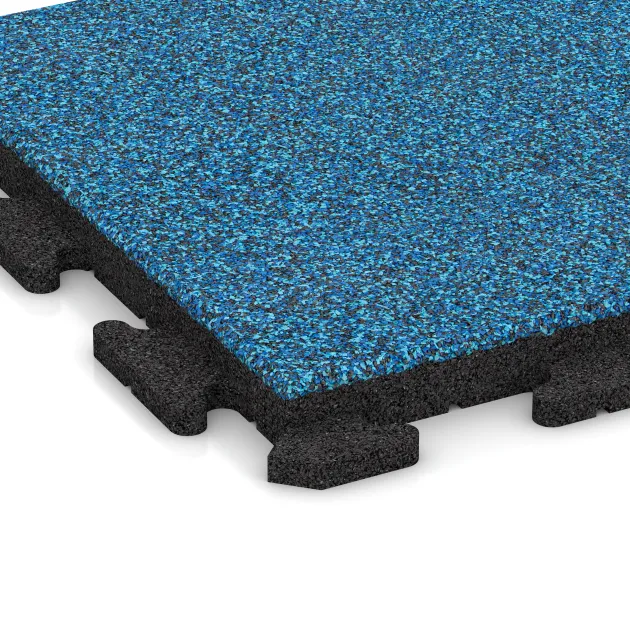 Detailaufnahme der Randausprägung von WARCO-Produkt 1363, Fitness gumové dlaždice Classic, Format 500 x 500 x 40 mm, Farbe Atlantic.