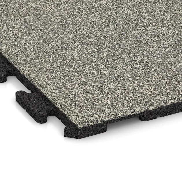 Detailaufnahme der Randausprägung von WARCO-Produkt 1572, Playground flooring, Format 1000 x 1000 x 30 mm, Farbe Svetlý granit.