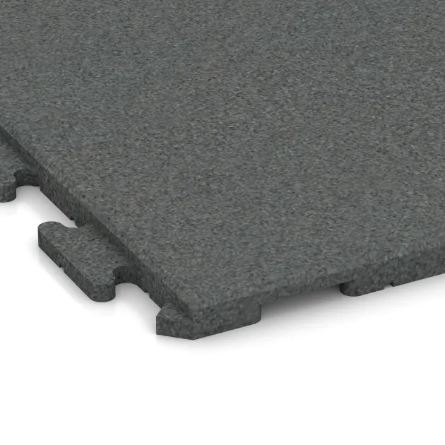 Detailaufnahme der Randausprägung von WARCO-Produkt 1633, Fitness gumové dlaždice Classic, Format 1000 x 1000 x 30 mm, Farbe Šedý bridlica.