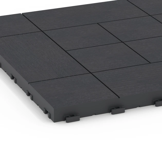 Detailaufnahme der Randausprägung von WARCO-Produkt 6236, Panelový vzor – Terasové dlaždice, Format 38,5 x 38,5 x 2 cm, Farbe Bridlica.