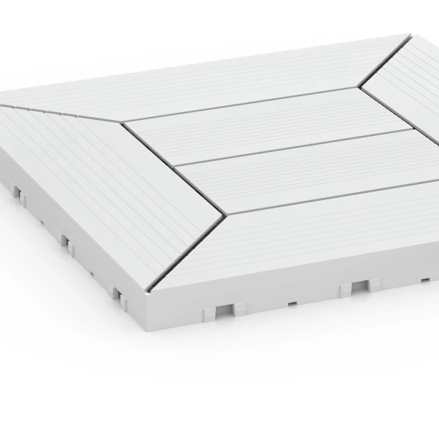 Detailaufnahme der Randausprägung von WARCO-Produkt 6352, Kazetový vzor – Terasové dlaždice, Format 30 x 30 x 2 cm, Farbe Krieda.