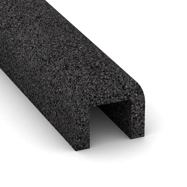 Detailaufnahme der Randausprägung von WARCO-Produkt 2590, Rubber Kerb Cap, Format 1000 x 100 x 100 x 60 mm, Farbe Antracit.