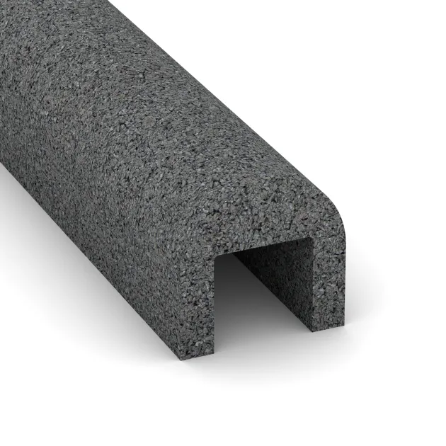 Detailaufnahme der Randausprägung von WARCO-Produkt 2589, Rubber Kerb Cap, Format 1000 x 100 x 100 x 60 mm, Farbe Šedý bridlica.