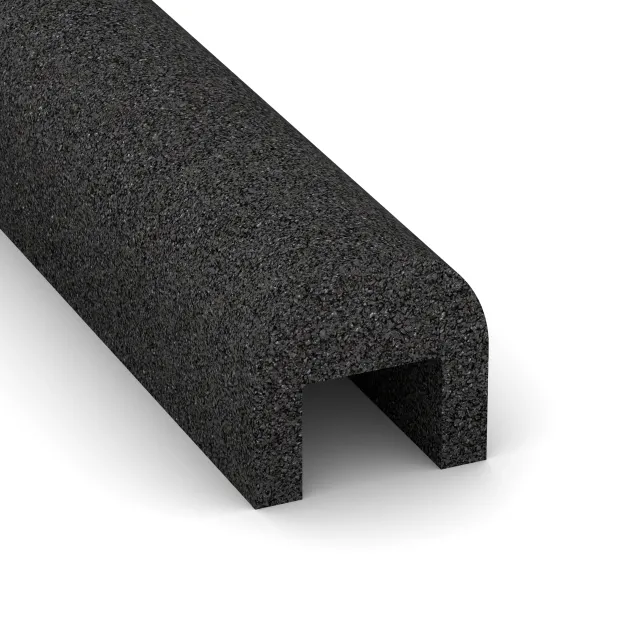 Detailaufnahme der Randausprägung von WARCO-Produkt 2584, Rubber Kerb Cap, Format 1000 x 100 x 100 x 50 mm, Farbe Antracit.