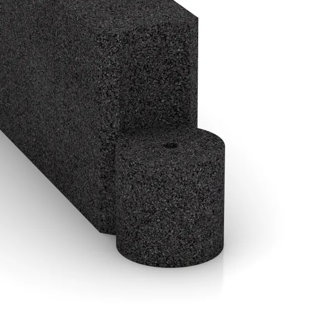 Detailaufnahme der Randausprägung von WARCO-Produkt 2578, Gumený modulárny blok, Format 1000 x 300 x 154 mm, Farbe Antracit.
