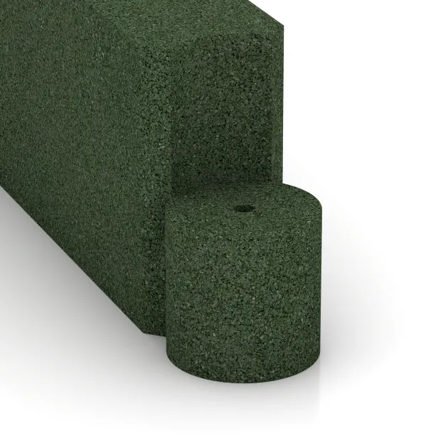 Detailaufnahme der Randausprägung von WARCO-Produkt 2576, Gumený modulárny blok, Format 1000 x 300 x 154 mm, Farbe Trávová zelená.