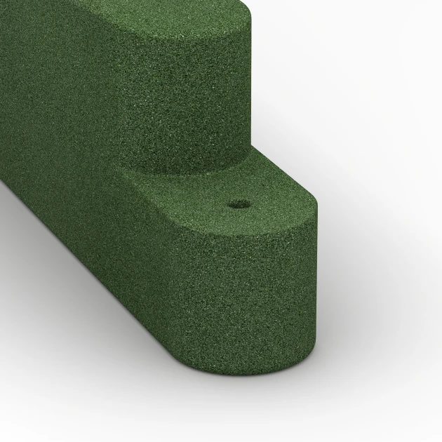 Detailaufnahme der Randausprägung von WARCO-Produkt 6641, Gumový obrubník, Format 100 x 15 x 30 cm, Farbe Trávovo zelená.