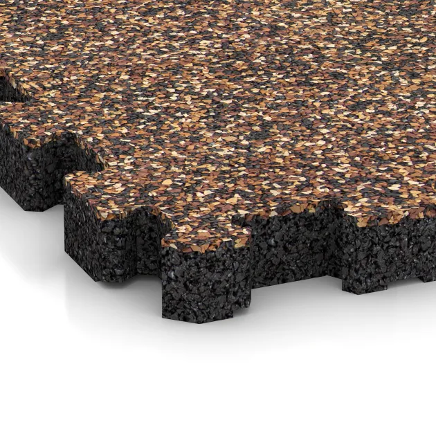 Detailaufnahme der Randausprägung von WARCO-Produkt 4419, Bezšpárová športová plocha, Format 306 x 306 x 30 mm, Farbe Kôra a Basto.