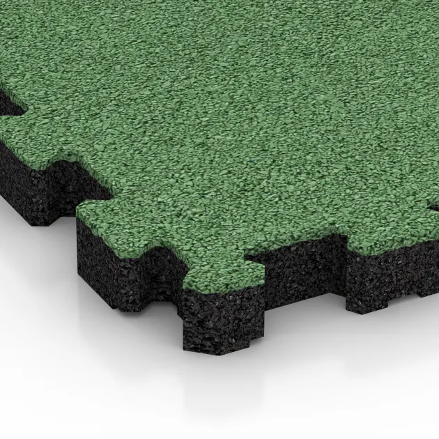 Detailaufnahme der Randausprägung von WARCO-Produkt 4250, Bezšpárová športová plocha, Format 306 x 306 x 30 mm, Farbe Bledozelená.