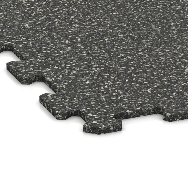 Detailaufnahme der Randausprägung von WARCO-Produkt 1019, Športová podlaha Kompakt, Format 970 x 970 x 8 mm, Farbe Tmavý šedý granit.