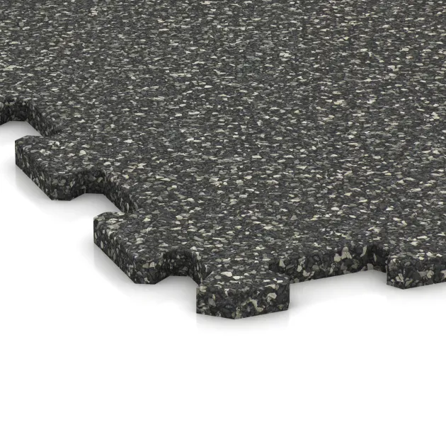 Detailaufnahme der Randausprägung von WARCO-Produkt 1096, Športová podlaha Kompakt, Format 970 x 970 x 16 mm, Farbe Tmavý šedý granit.