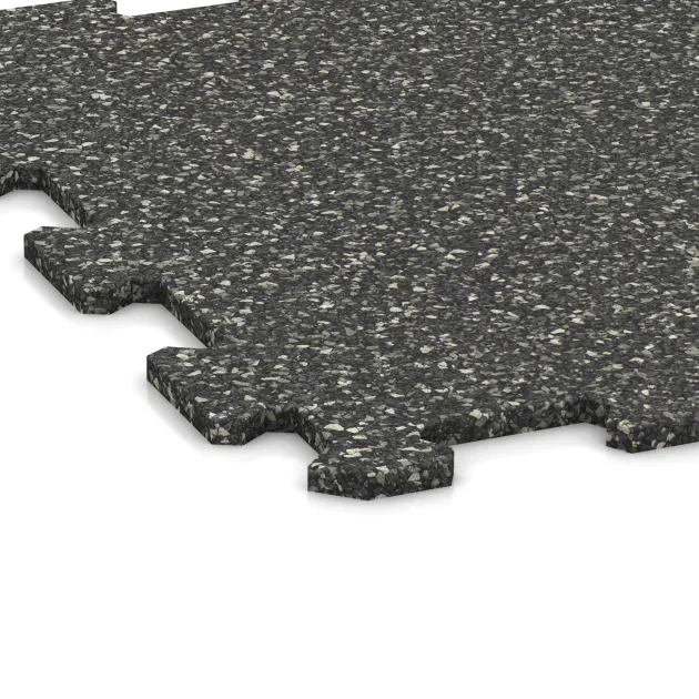 Detailaufnahme der Randausprägung von WARCO-Produkt 0882, Športová podlaha Kompakt, Format 485 x 485 x 8 mm, Farbe Tmavý šedý granit.