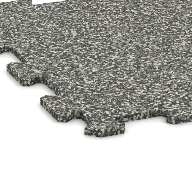 Detailaufnahme der Randausprägung von WARCO-Produkt 0883, Športová podlaha Kompakt, Format 485 x 485 x 8 mm, Farbe Šedý granit.