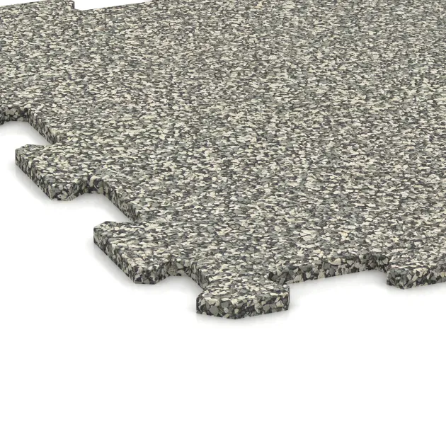 Detailaufnahme der Randausprägung von WARCO-Produkt 0884, Športová podlaha Kompakt, Format 485 x 485 x 8 mm, Farbe Svetlý granit.