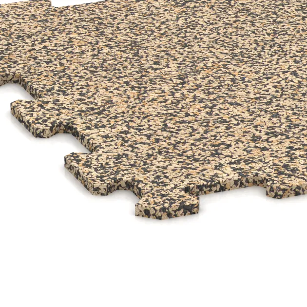 Detailaufnahme der Randausprägung von WARCO-Produkt 0890, Športová podlaha Kompakt, Format 485 x 485 x 8 mm, Farbe Travertín.