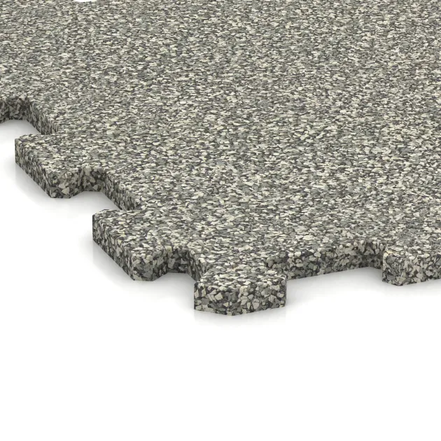 Detailaufnahme der Randausprägung von WARCO-Produkt 0960, Športová podlaha Kompakt, Format 485 x 485 x 16 mm, Farbe Svetlý granit.