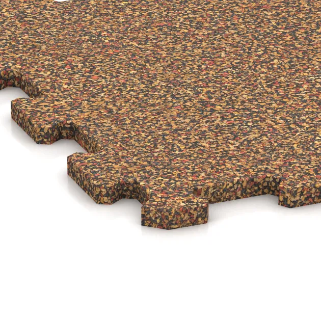 Detailaufnahme der Randausprägung von WARCO-Produkt 0962, Športová podlaha Kompakt, Format 485 x 485 x 16 mm, Farbe Terra Cotta.