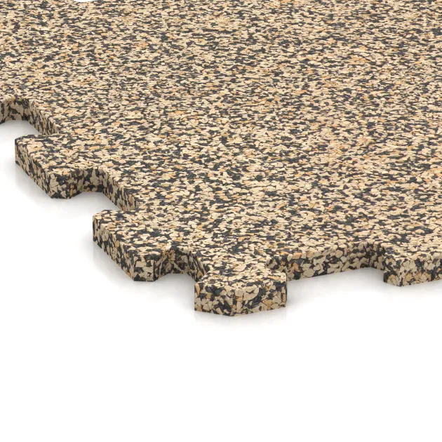 Detailaufnahme der Randausprägung von WARCO-Produkt 0966, Športová podlaha Kompakt, Format 485 x 485 x 16 mm, Farbe Travertín.