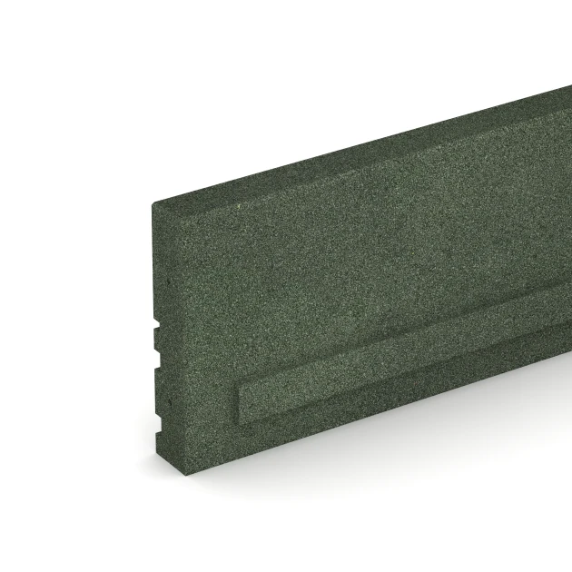 Detailaufnahme der Randausprägung von WARCO-Produkt 3786, Flexibilný gumový obrubník, Format 100 × 5 × 25 cm, Farbe Trávovo zelená.