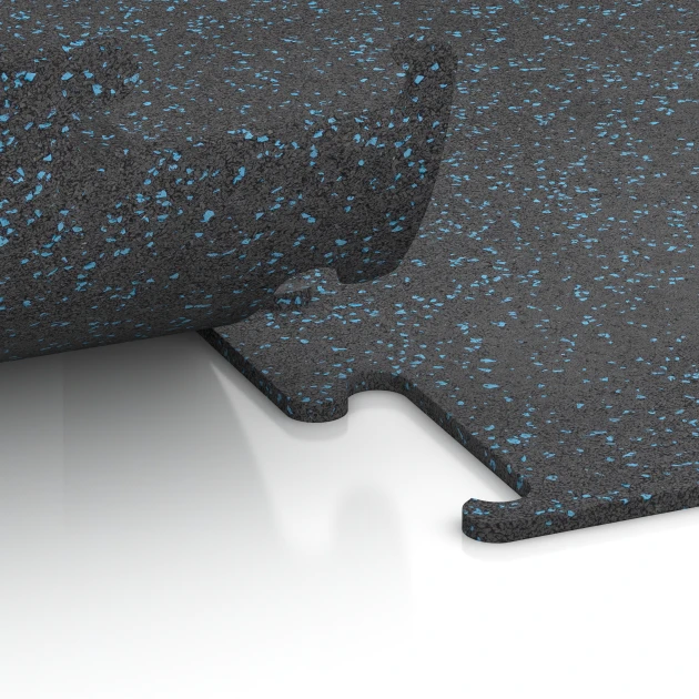 Detailaufnahme der Randausprägung von WARCO-Produkt 3766, Fitness Performance Elite tréningová podlaha, Format 50 x 50 x 1 cm | 0,25 m², Farbe Ľahko modro posypaná.