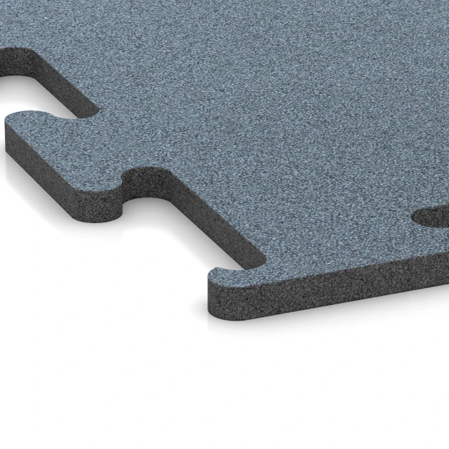 Detailaufnahme der Randausprägung von WARCO-Produkt 6168, Fitness Performance Elite tréningová podlaha, Format 50 x 50 x 2 cm | 0,25 m², Farbe Patinované striebro.