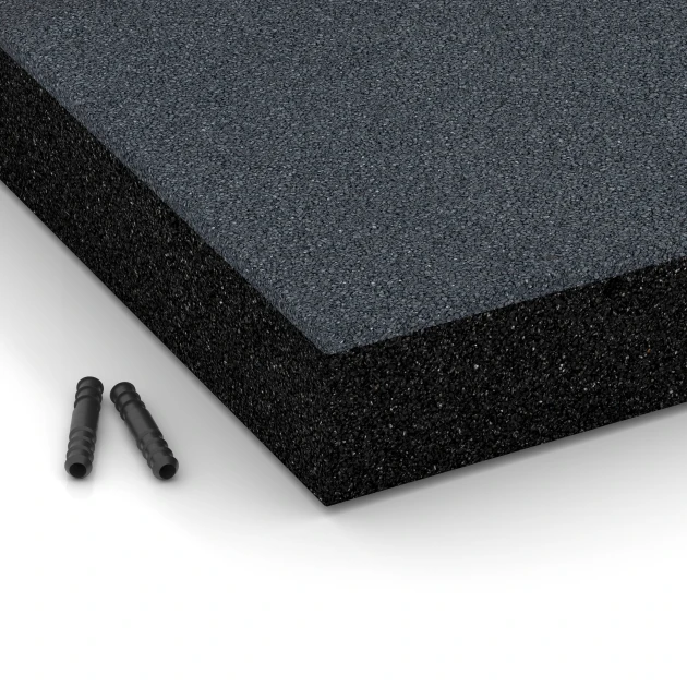 Detailaufnahme der Randausprägung von WARCO-Produkt 6233, Dopadové dosky, Format 50 x 50 x 8 cm, Farbe Bridlicová sivá.