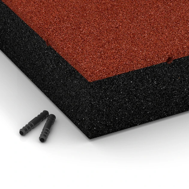 Detailaufnahme der Randausprägung von WARCO-Produkt 6278, Dopadová dlaždica – 300 cm, Format 50 x 50 x 11 cm, Farbe Cihlová červená.