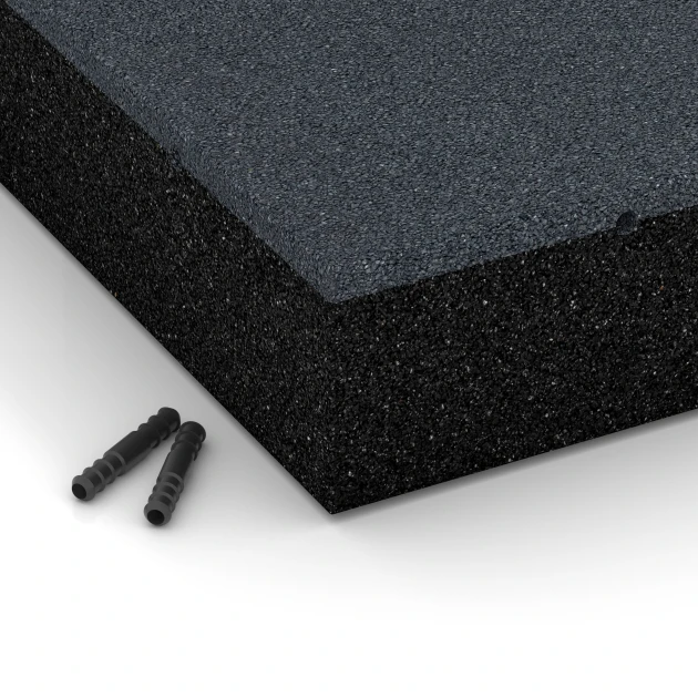 Detailaufnahme der Randausprägung von WARCO-Produkt 6281, Dopadová dlaždica – 300 cm, Format 50 x 50 x 11 cm, Farbe Bridlicová sivá.