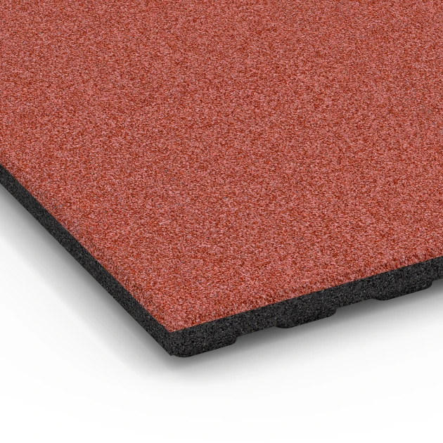 Detailaufnahme der Randausprägung von WARCO-Produkt 6384, Gumová rohož pre kone Komfort, Format 100 x 100 x 4 cm | 1,00 m², Farbe Tehlová červená.