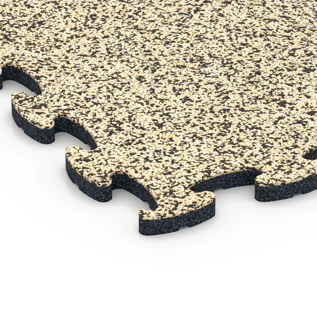 Detailaufnahme der Randausprägung von WARCO-Produkt 6793, Gumové balkónové dlaždice, Format 44,6 x 44,6 x 1,8 cm, Farbe Travertín.