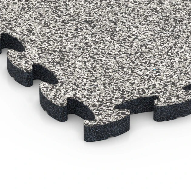 Detailaufnahme der Randausprägung von WARCO-Produkt 6842, Fitness Active podlaha, Format 44,6 x 44,6 × 2,8 cm, Farbe Sivá žula.