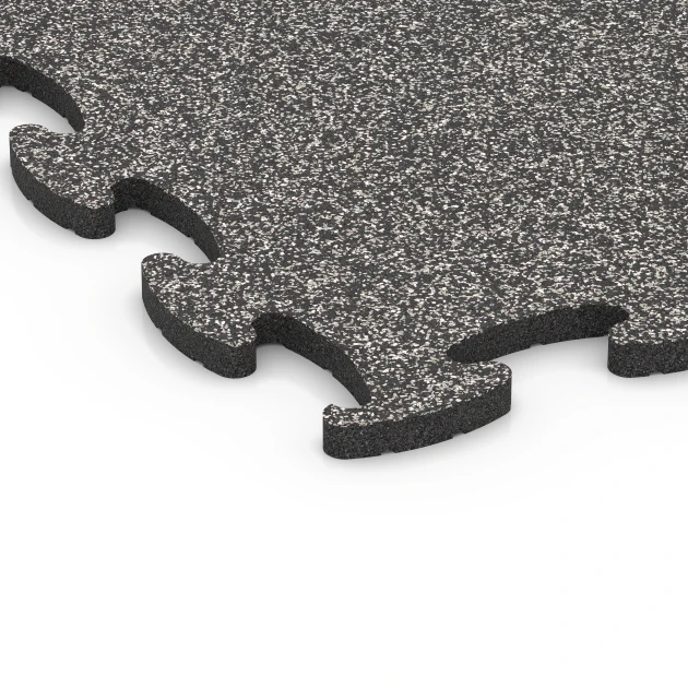 Detailaufnahme der Randausprägung von WARCO-Produkt 6886, Fitnes podlaha Max, Format 98 x 98 x 2,8 cm, Farbe Tmavosivá žula.